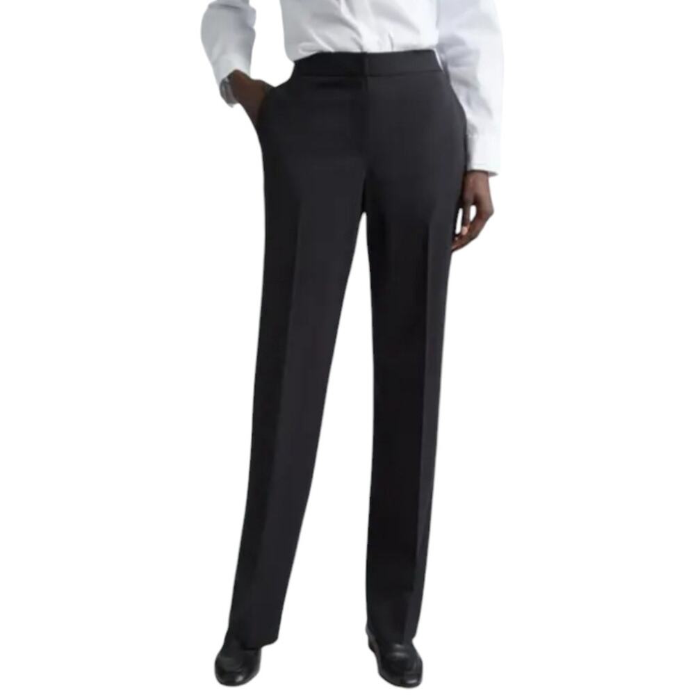 Lafayette 148 New York Irving Wool Dress Slacks Women's 12 Gray Flat Front Work